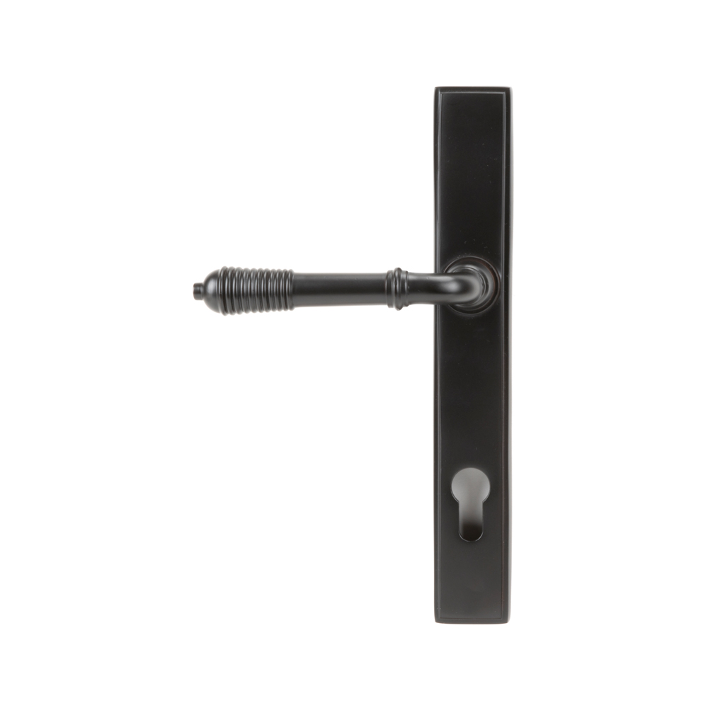 From the Anvil Reeded Slimline Lever Espag. Lock Set - Aged Bronze - (Sold in Pairs)